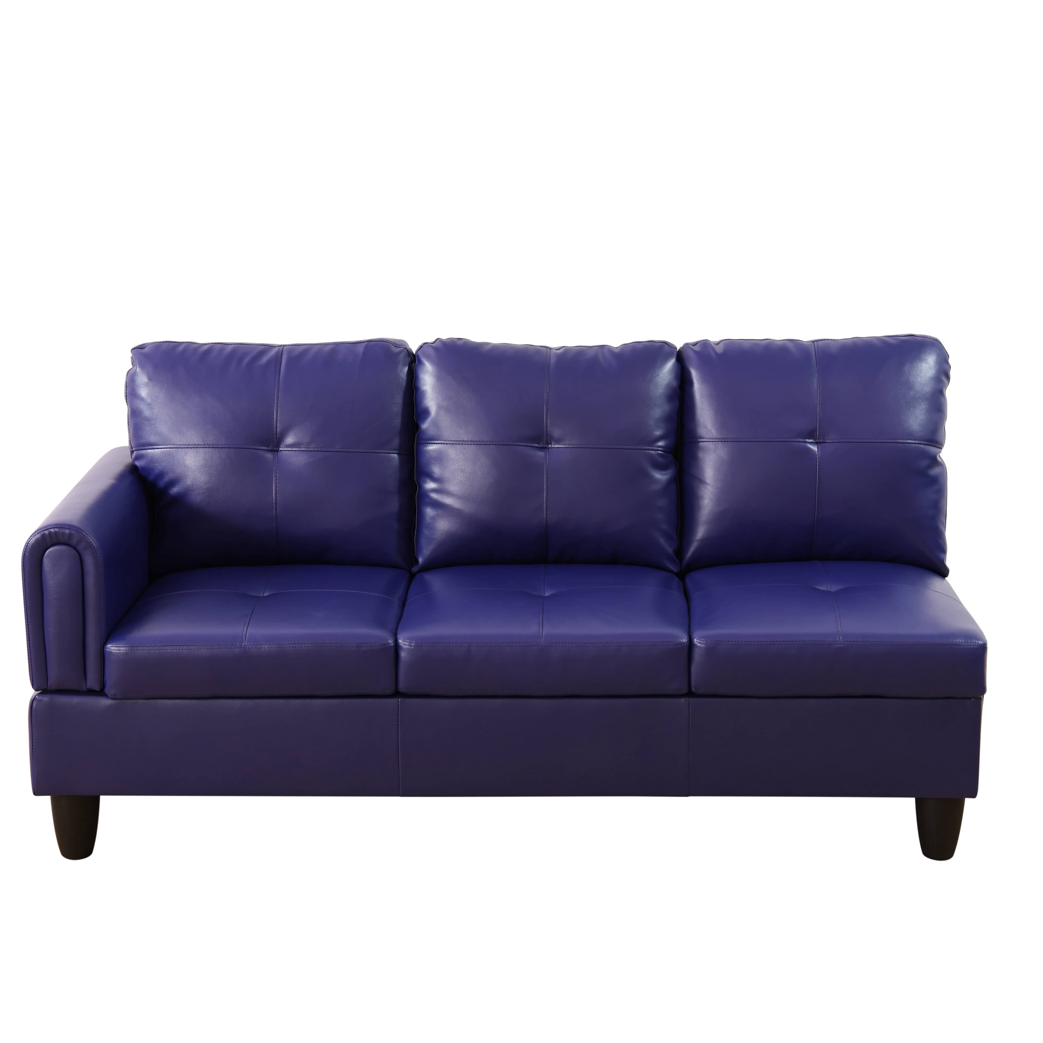 MAYEERTY Blue Faux Leather Living Room Sofa Set