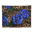 thumbnail image 5 of PRATYUS  Leopard Flower Tapestry Wall Hanging Blue Rose Floral Wild Animal Skin Cheetah Valentine Tapestries Home Decor for Living Room Bedroom Apartment Farmhouse Dorm 60x50inch, 5 of 6