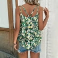 thumbnail image 5 of Spaghetti Straps Cami Top For Women Flower Print Sleeveless T-Shirt Womens Sexy Pleated Tank Top Crew Neck Casual Comfortable T Shirt Women's 2024 Summer Tops, 5 of 5