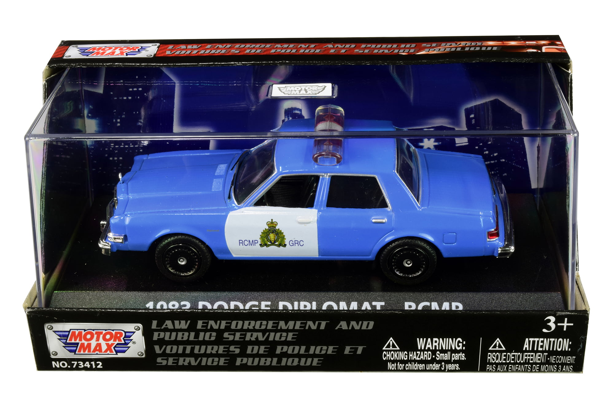 RCMP 1983 Dodge Diplomat Royal Police Diecast Car 1:43 Motormax 5 inch Canada