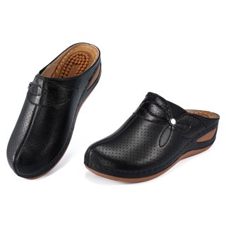 Homchy Women Gracosy Clogs Shoes Leather Loafers Slip On Mules Antil ...