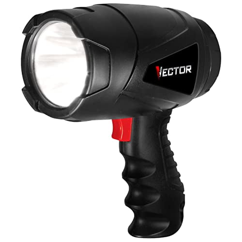 VECTOR LED Flashlight Spotlight, SL3WAKV, Indoor and Outdoor Use, 400 Lumens, Long Distance Light Beam, 4 AA Batteries Included