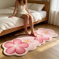 thumbnail image 6 of JWZZYD Scalloped Floral Plush Bathroom Runner Rug, 63"x19.68" Soft Absorbent Non Slip Floor Mat, Washable Flower Pattern Carpet for Bathroom, Bedroom, Entryway & Home Flooring Decor(Pink, 1 Pack), 6 of 7