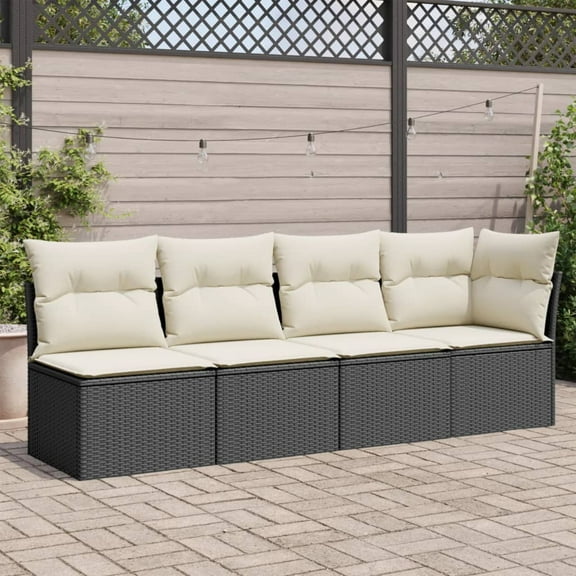 vidaXL Garden Sofa Black, Cream White