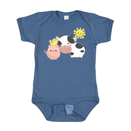 

Inktastic Fun Farm Animals- Cow Pig Chick Gift Baby Boy or Baby Girl Bodysuit