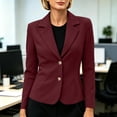 thumbnail image 4 of IUYRTFE Women Double Button Lapel Blazer Long Sleeve Slim Fit Casual Business Suit Jacket, 4 of 9