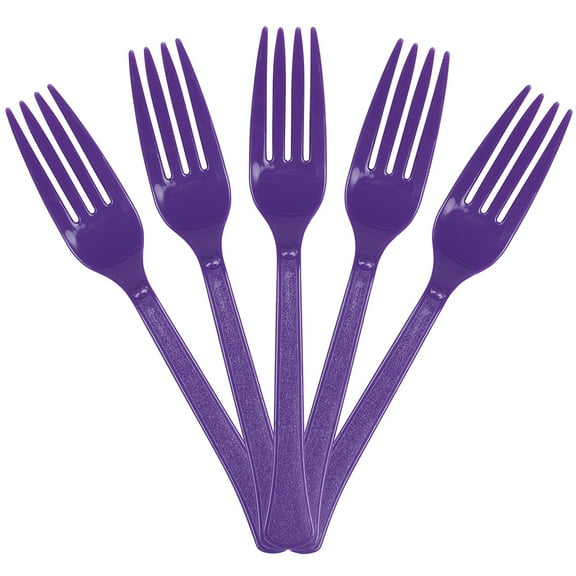 JAM Paper Premium Utensils Party Pack, Plastic Forks, Purple, 50 Disposable Forks/Pack