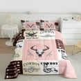 thumbnail image 2 of Manfei Western Cowboy Cowgirl Queen Comforter Set, Tribal Sheep Skeleton Bedding Sets, Rustic Patchwork Reversible Bedding Comforter Set, Lightweight Room Decor, 3-Piece, 2 of 8