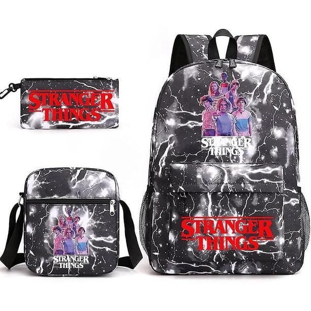 Stranger Things Backpack Three-piece Set Student School Bag Canvas Bag Y