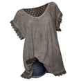 thumbnail image 2 of CEHVOM T-Shirt d'Été Décontracté à Manches Courtes pour Femme Col Rond Blouse Dos Creux, 2 of 5