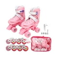 thumbnail image 2 of Patins à Roulettes 2 en 1, Glisse Fluide Taille Ajustable Patins à Roulettes Roses pour l'Extérieur pour Enfants TP Taille 27-30, 2 of 7