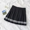 thumbnail image 4 of Womens High Waist A-Line Pleated Skirt School Girl Uniform Double Striped Print Casual Short Skater Skirts, 4 of 9