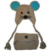 Mouse Hat And Diaper Cover Set For Newborn Baby Boy Blue