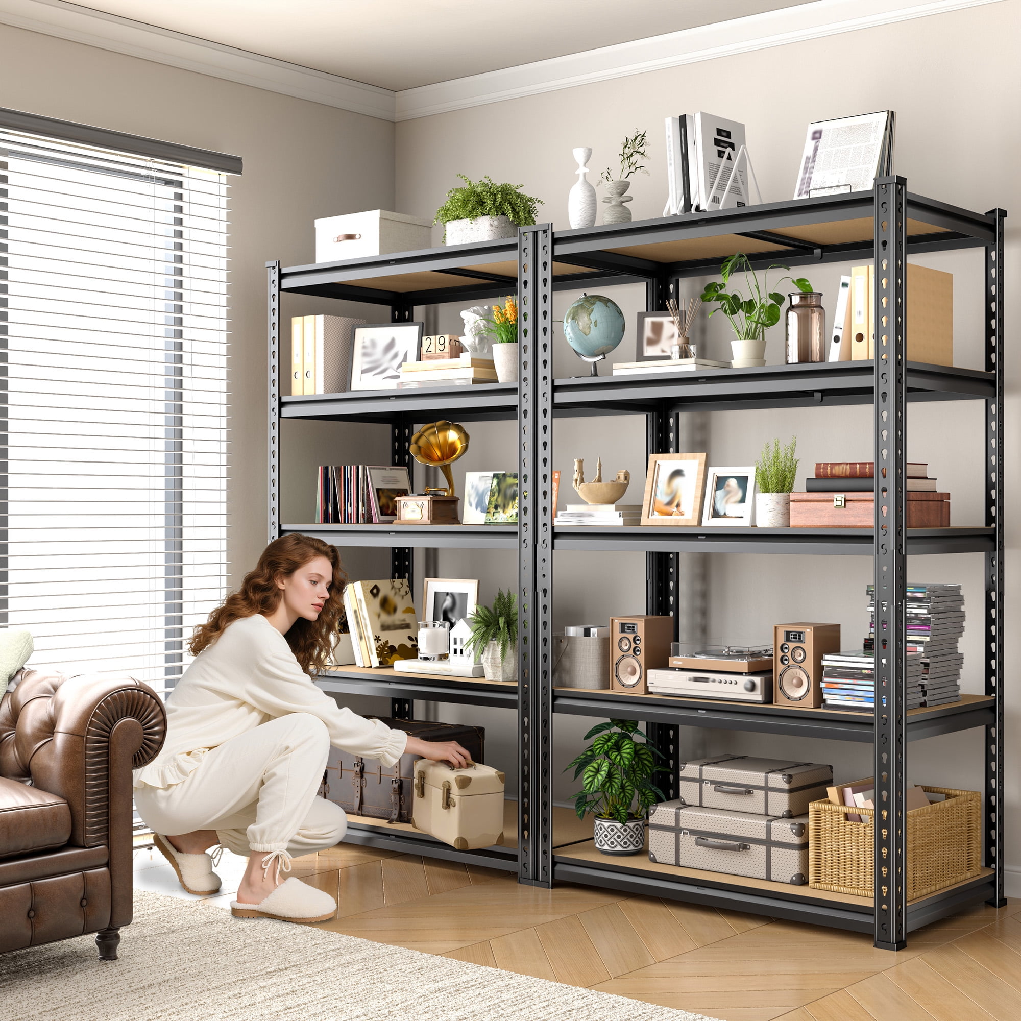 REIBII 5 Tier Garage Shelving Heavy Duty 2000LBS Storage Shelves Units,28"Lx12"Wx60"H