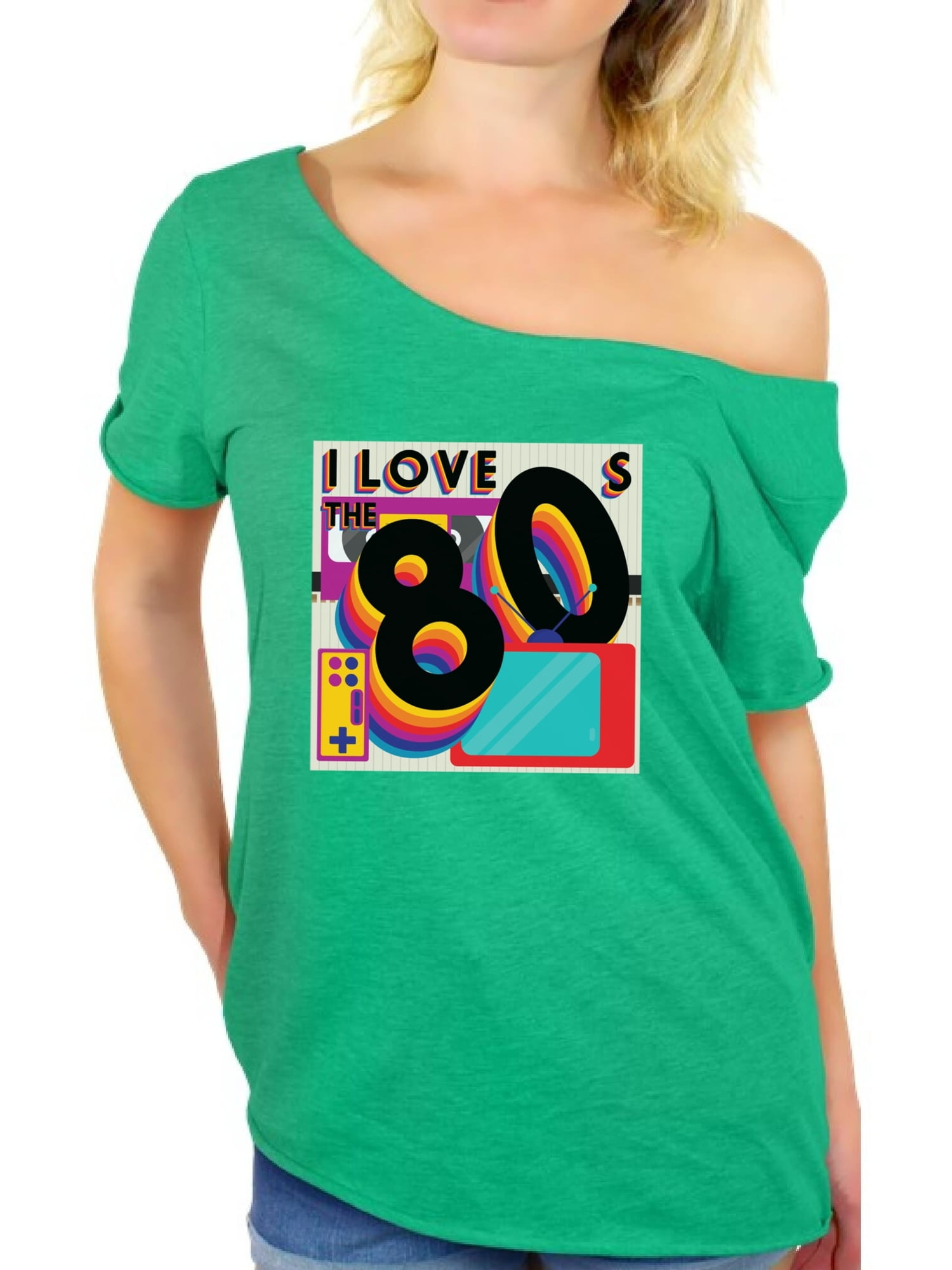 Awkward Styles Awkward Styles 80s Shirt Off Shoulder 80s Clothes For Women I Love The 80s