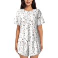 thumbnail image 1 of Xecao Funny Chicken Pattern Women's Short Sleeve Pajama Set Soft Sleepwear Lounge Set with Button Front Top and Drawstring Shorts with Pockets-Small, 1 of 6