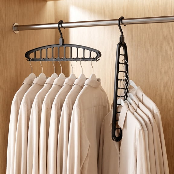 Hanger Storage, 3 Pcs 11-Hole Clothes Hanger Rack – Durable Plastic, Space-Saver, Ideal for Dorm, Offers Two Drying Positions