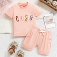 thumbnail image 2 of NOLDARES Toddler Girl Clothes Baby Girls Outfits 6M-5T Summer Floral Print Shirt+Shorts2pcs Baby Clothing(Light Pink,12-18 Months), 2 of 8
