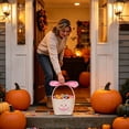 thumbnail image 3 of Sahpxhe Halloween Basket Handheld Bow Embroidered Candy Bag Gift Bags,Pumpkin Ghost Bucket Tote for Trick-Or-Treat,Party Decor and Storage,12.2x6.50in Pink-B, 3 of 6