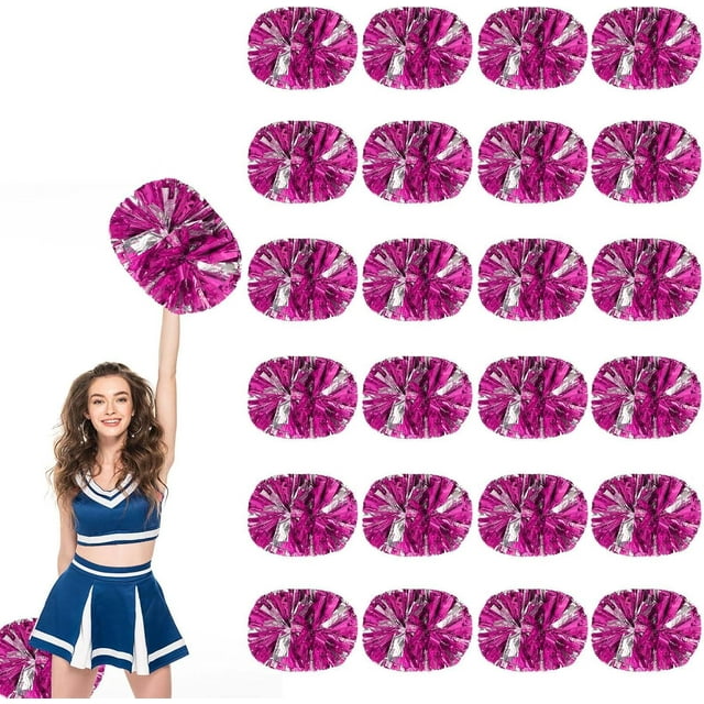 Pompons Cheerleader 24 Pack Sports Danse Cheering Plastique Métallique Pompons pour Enfants Adultes