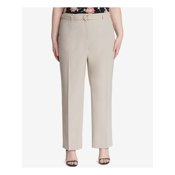 Calvin Klein - CALVIN KLEIN Womens Beige Straight leg Wear To Work Pants Size 16W - Walmart.com