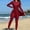 Red, variant on HOMBOM Rash Guard Bathing Suit for Women Long Sleeve Two Piece Swim Dress with Leggings Modest Tummy Control Green Ladies Swimwear