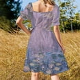 thumbnail image 4 of Lilac Water Lily Pond Sleeveless Dress Summer women's clothing, 4 of 6