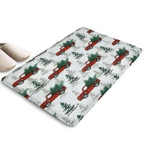 Red Christmas Truck and Tree Flannel Non Slip Door Rugs,Washable Door Mats Indoor,Decorative Door Mats,Dirt-Resistant and Absorbent Doormat for Entrance,Bedroom,Kitchen,Bathroom,31.5"x17"
