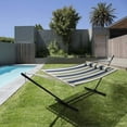 thumbnail image 3 of SUNCREAT Double Hammock, Extra Large Quilted Fabric Swing with Hardwood Spreader Bars,Blue&Aqua, 3 of 6