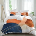 thumbnail image 2 of Navy Blue Burnt Orange Bedding 3 Piece Duvet Cover Set Queen Size, Modern Retro Geometric Soft Microfiber Comforter Cover with Zipper Closure & Pillowcases, Wrinkle & FadeResistant Quilt Cover, 2 of 9