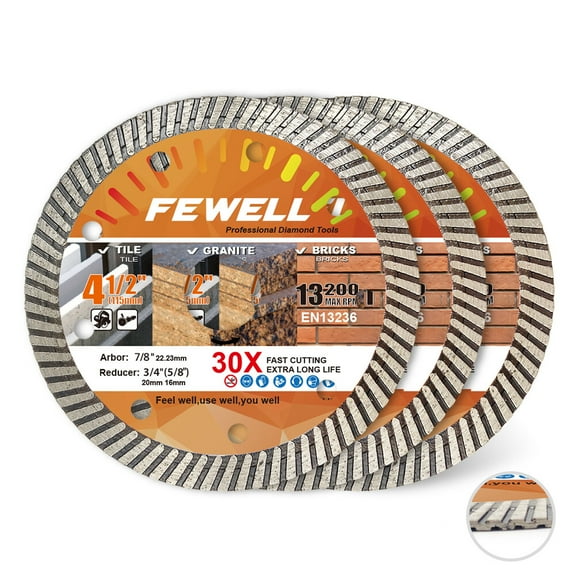 4.5Inch Super Thin Diamond Ceramic Saw Blade, Turbo Blade Cutting disc for Porcelain, Ceramic Tile Granite Brick and Concrete 115x10x22.23 mm (3-Packs)