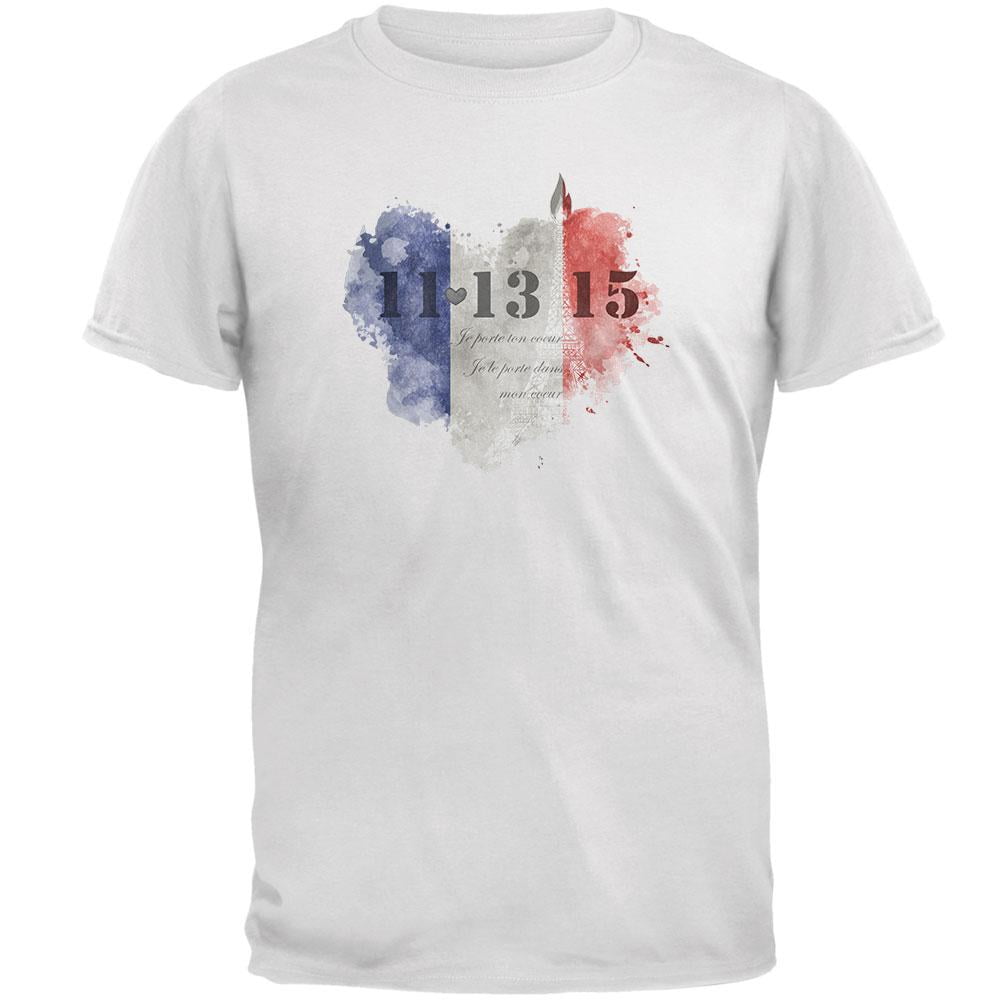French Light Heart White Adult T-Shirt 