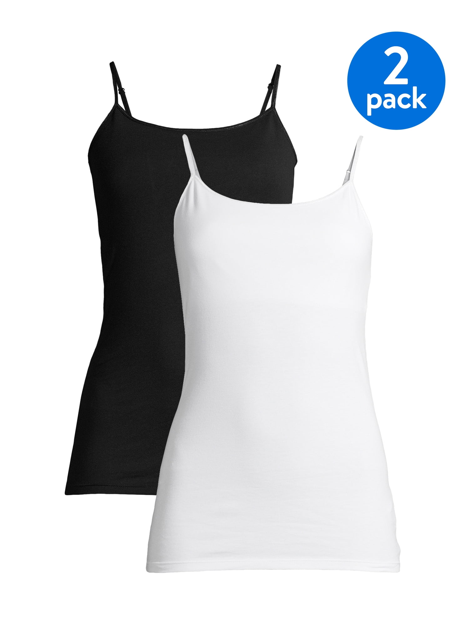 No Boundaries Juniors' Shelf Bra Cami with Adjustable Straps, 2Pack