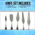 thumbnail image 3 of U.S. Art Supply 5-Piece Stainless Steel Palette Knife Set - Flexible Spatula Painting Knives for Color Mixing, Spreading, Applying Oil & Acrylic Paint on Canvases, Cake Icing, 3D Printer Removal Tool, 3 of 6