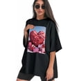 thumbnail image 3 of Plus Size Shirt for Women Oversized Black Tops for Women Short Sleeves Shirt for Women Valentine's Day (9) T Shirt Crewneck Shirt for Women M, 3 of 5