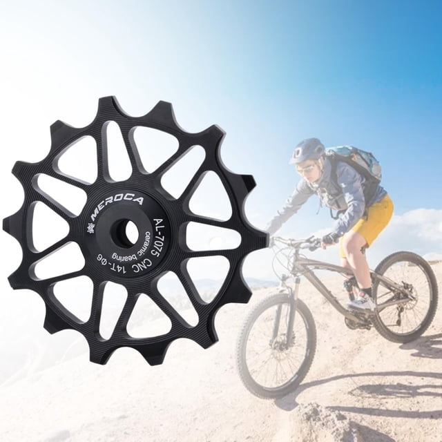 Polea de marchas de 12T/14T, rueda Jockey de aleación de aluminio, polea de trasera, polea de rueda de guía de bicicleta 14T negro Soledad rueda jockey