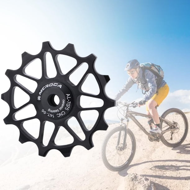Desviador trasero guía montaña Cola polea de cerámica 14T negro rueda jockey