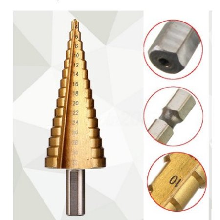 

Fdit Drill Bit 6pcs Professional Titanium Coated HSS Step Drill Bit and Saw Drills for Metal Wood