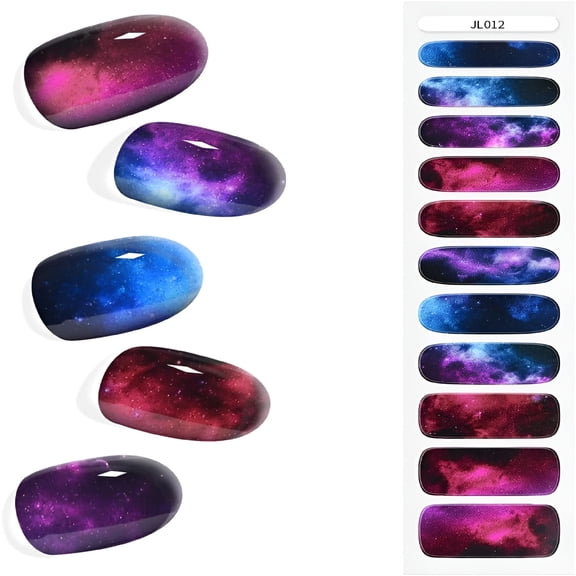 RAGUPEL Nail Art Stickers With Galaxy Designs, Chrome Foil And Rhinestone Decorations