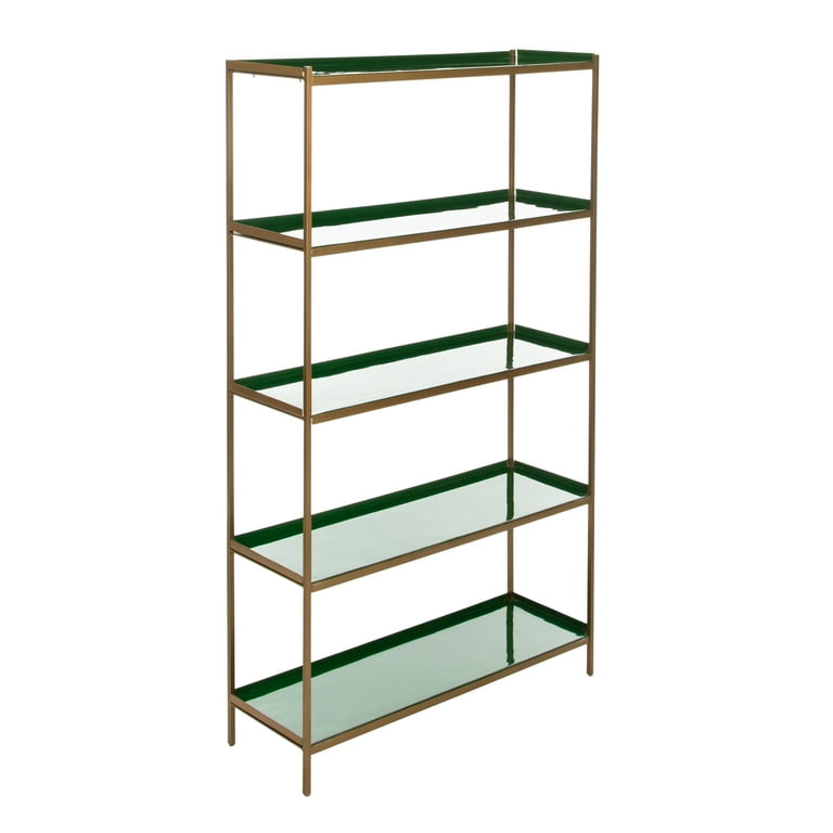 SAFAVIEH Justine Modern Glam 5-Tier Etagere, Green/Brass