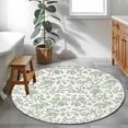 thumbnail image 4 of 3ft Round Rug, Green Leaf Flower Non-Skid Rubber Backing Large Area Rugs - Living Room Bedroom Home Office, Vintage Farmhouse Bohemian Spring Indoor Floor Mat Carpets Washable Rug, 4 of 9