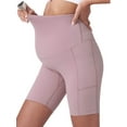 thumbnail image 6 of PULLIMORE Womens Maternity Yoga Shorts Over the Belly Workout Running Active Pregnant Short Pants with Pockets (M, Pink), 6 of 8