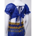 thumbnail image 5 of Alvivi Kids Girls Belly Dance Outfits Sequin Tassels Crop Top with Bloomers Pants Fancy Dress Up Blue 3Pcs/Set 9-12, 5 of 7