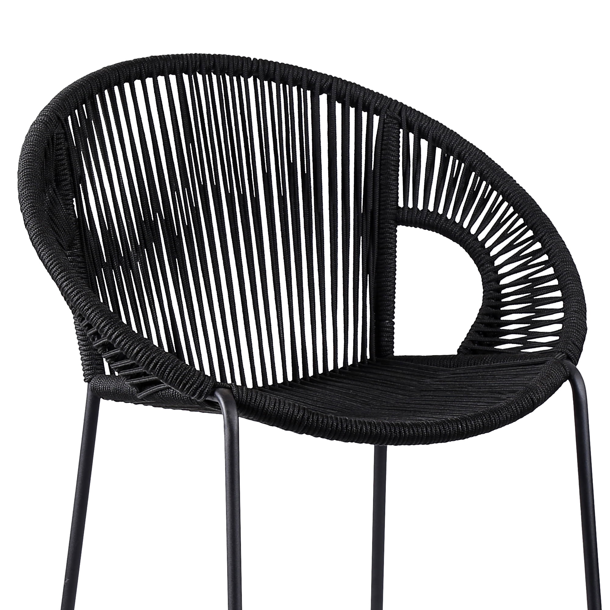 Acapulco 30" Indoor Outdoor Steel Bar Stool with Black Rope - Set of 2