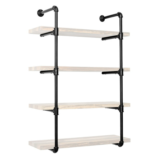 Industrial Wall Mount Iron Pipe Shelf, How To Clean Black Pipe For Shelving