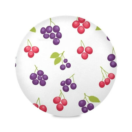 

Round Placemat Set 15.4 Inch Diameter Table Mats Heat-Resistant Decorative for Dining Tables Purple and Red Grapes