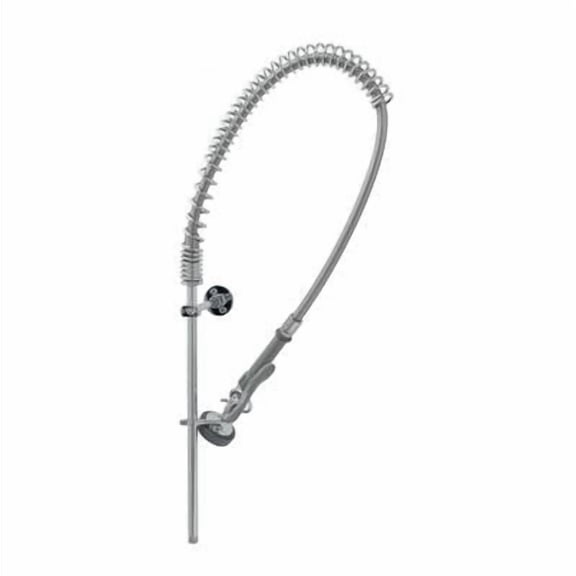 T&S Brass - Pre-Rinse Assembly, 44'' SS Flex Hose, B-0107 Spray Valve, 18'' Riser & 6'' Wall Bracket