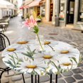 thumbnail image 3 of Spring Art Elastic Fitted Round Table Cover Daisy Pastoral Waterproof Outdoor Tablecloth for Holiday Party, Picnic, Patio & Dining Fits Tables Up to 55"-60", 3 of 8