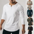 thumbnail image 4 of CENL Mens Casual Long Sleeve T-shirt Henley Grandad V Neck Button Solid Tee Shirt Top, 4 of 6