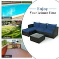 thumbnail image 3 of Costway 5PCS Patio Rattan Furniture Set Sectional Conversation Sofa w/ Coffee Table Navy, 3 of 10